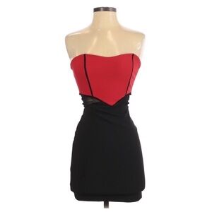 Pitaya Y2K Red Strapless Club Stretchy Stretchy Colorblock Black Bodycon Sexy Sm